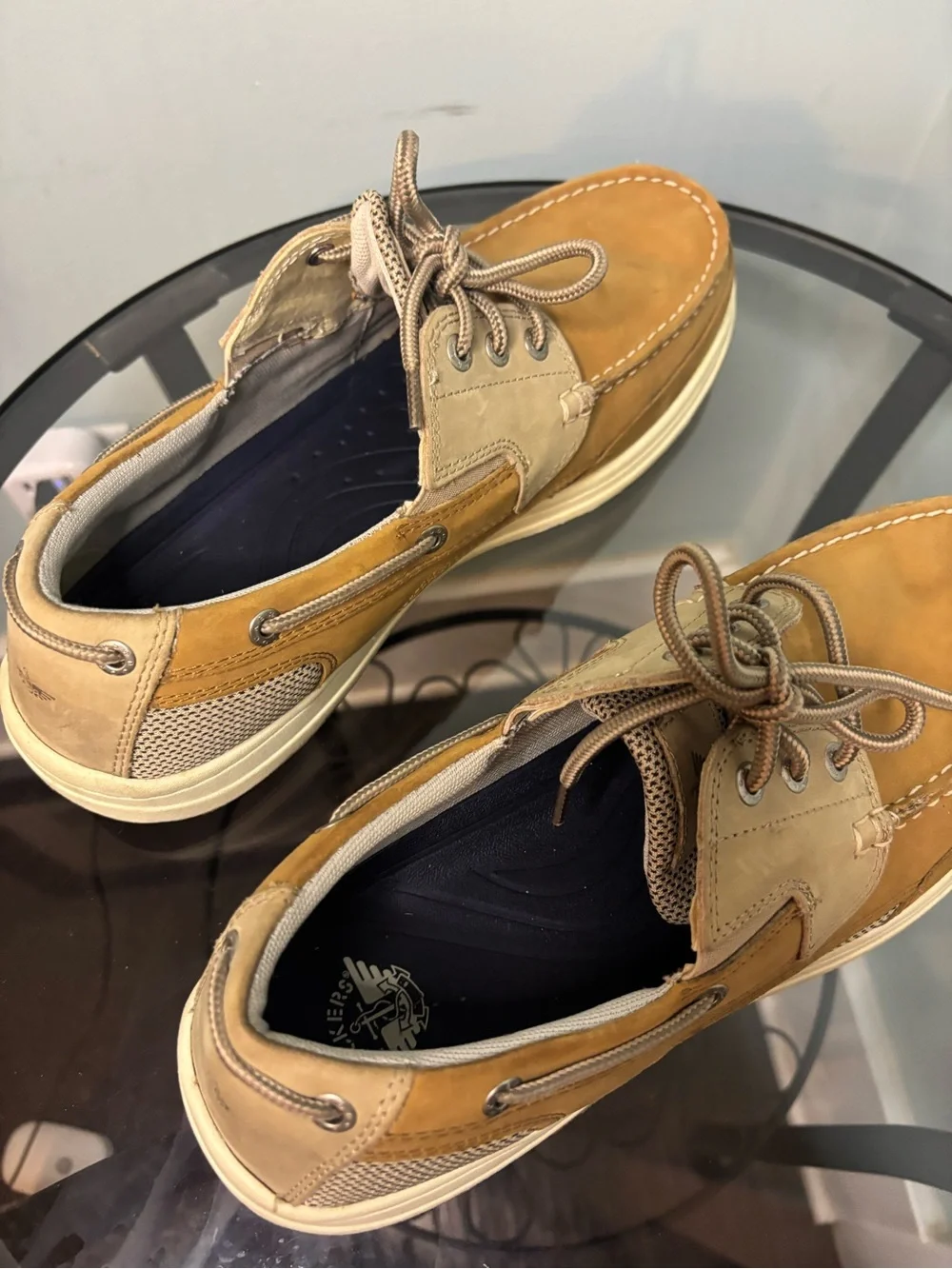 Dockers Men’s 10.5W Leather Boat Shoes Tan Brown Casual Deck Shoes 90-38E12